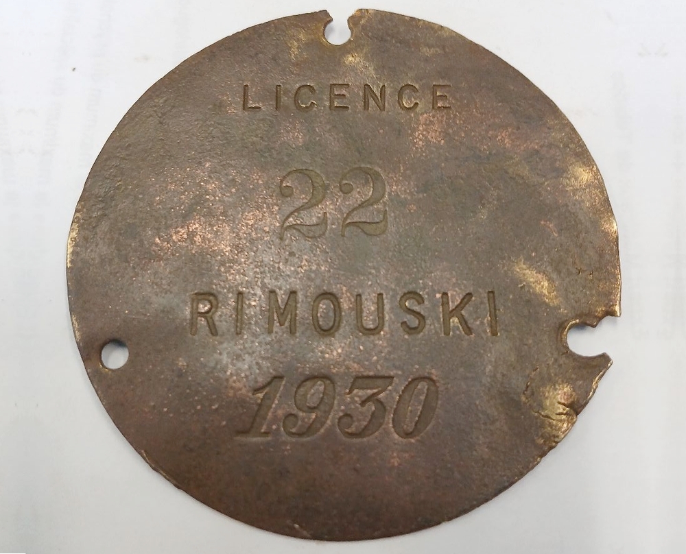 Plaque d'immatriculation LICENCE Ville de Rimouski de 1930