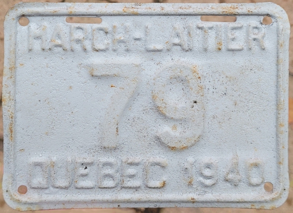 Plaque d'immatriculation MARCHAND / LAITIER Ville de Québec de 1940