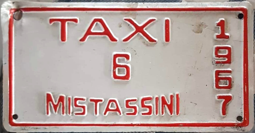 Plaque d'immatriculation TAXI Ville de Mistassini de 1967