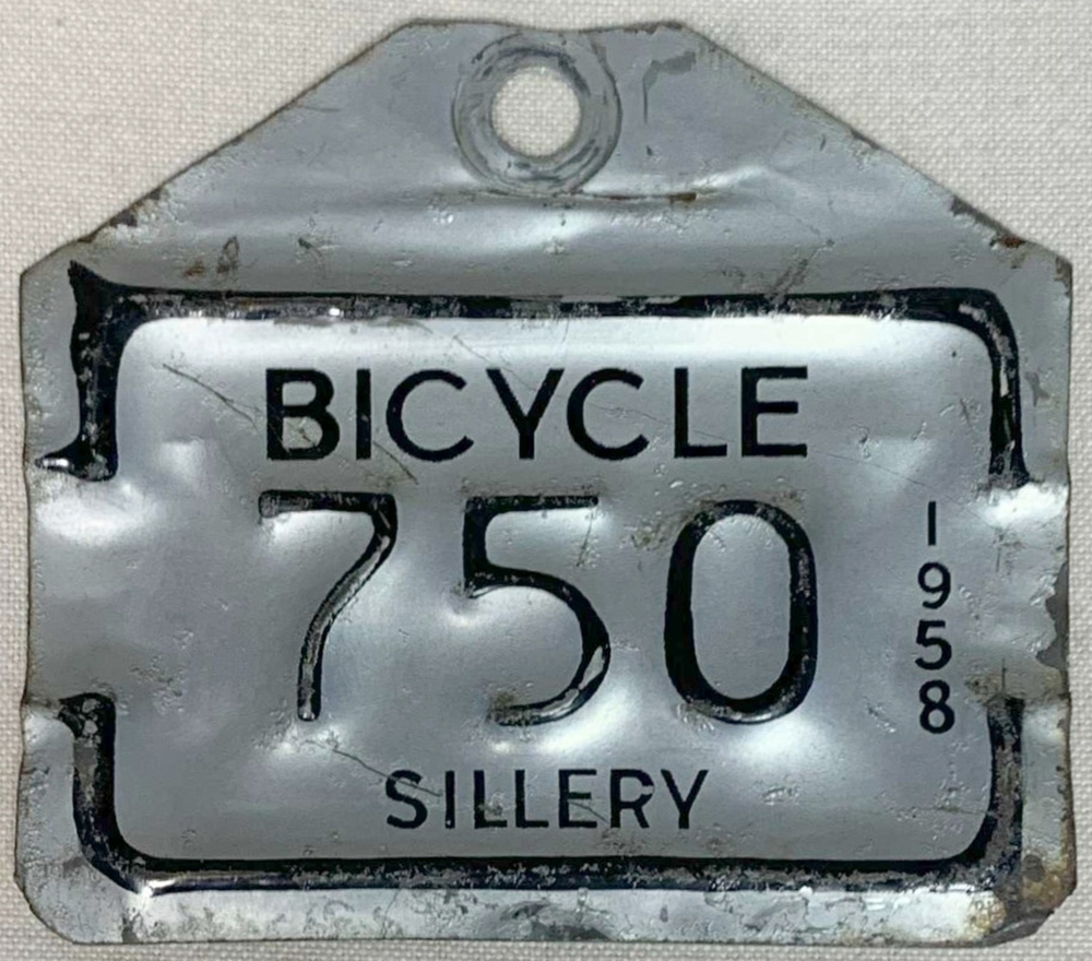 Plaque d'immatriculation BICYCLE Ville de Sillery de 1958