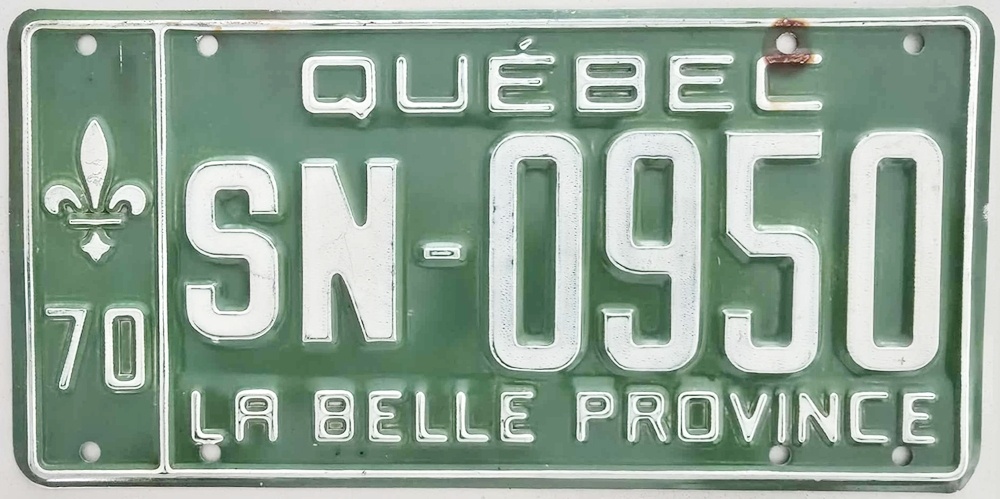 Plaque d'immatriculation pour autoneige et souffleuse à neige du Québec de 1970