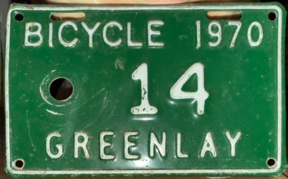 Plaque d'immatriculation BICYCLE Village de Saint-Grégoire-de-Greenlay de 1970