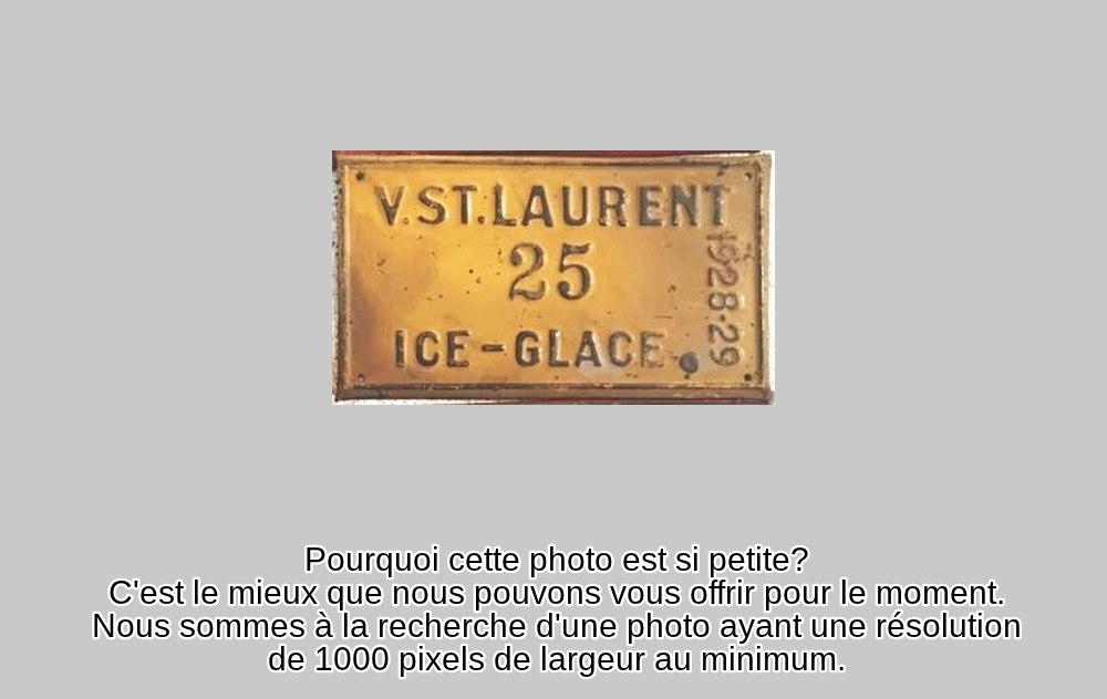 Plaque d'immatriculation GLACE Ville de Saint-Laurent de 1928-29