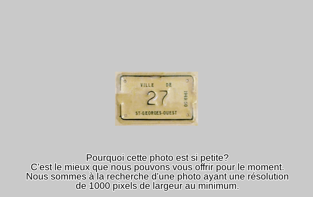 Plaque d'immatriculation COMMERCE Ville de Saint-Georges-Ouest de 1949-50