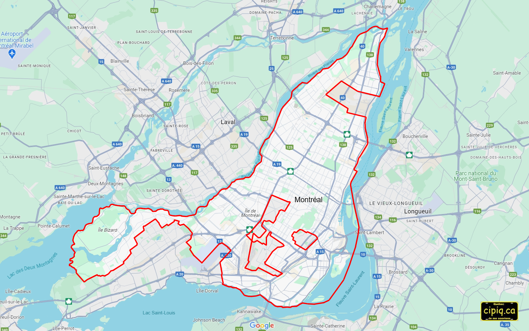 Carte de la Ville de Montréal