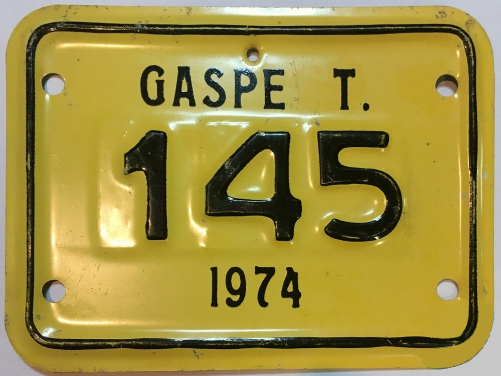 Plaque d'immatriculation de transport par autobus scolaire Ville de Gaspé de 1974