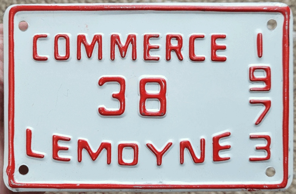 Plaque d'immatriculation COMMERCE Ville de LeMoyne de 1973