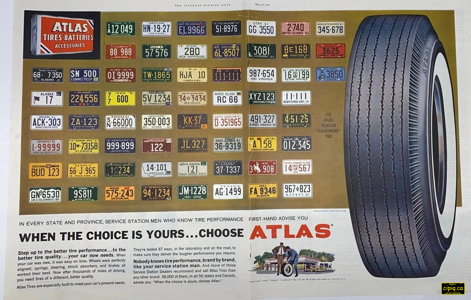 Publicité Atlas Tire 1961